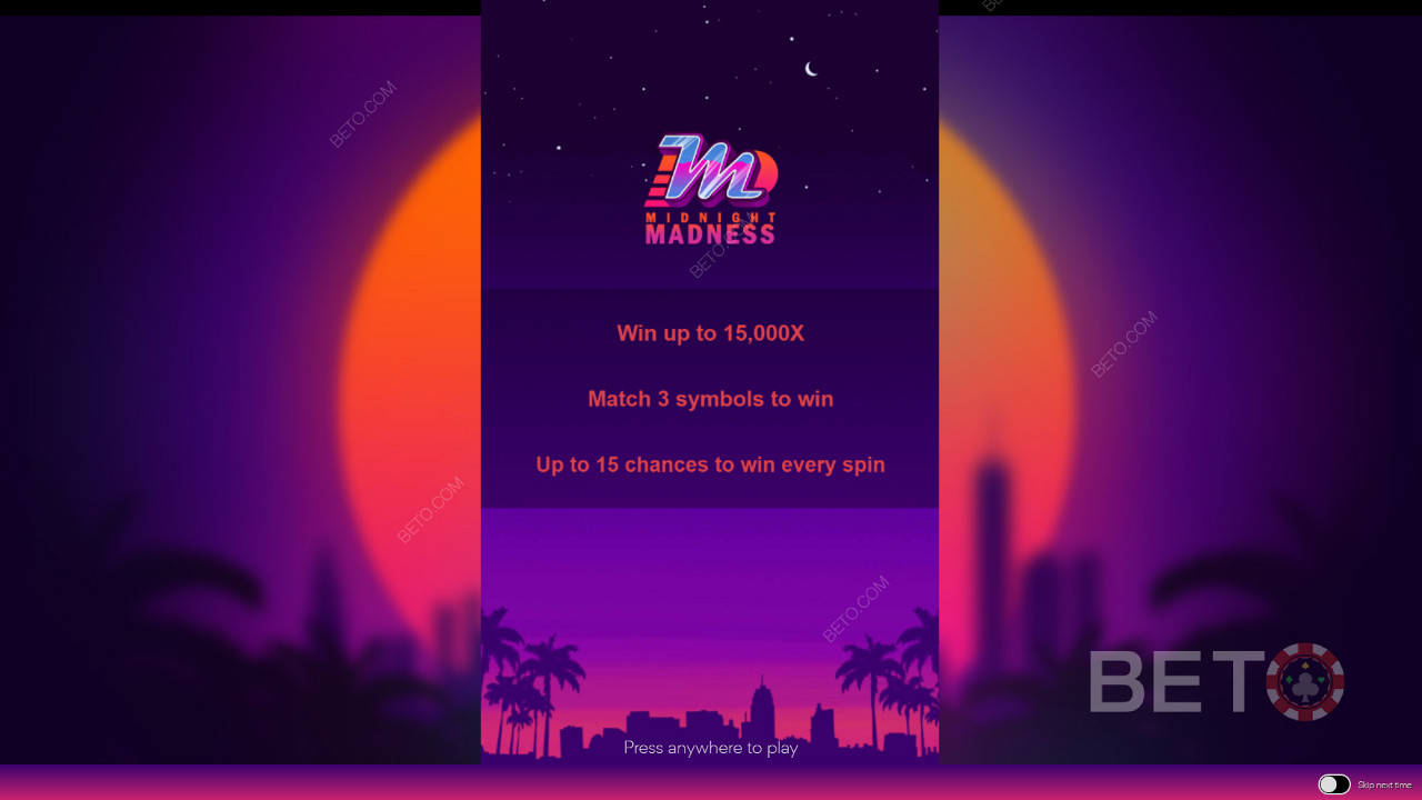 The opening screen in Midnight Madness with details on gameplay