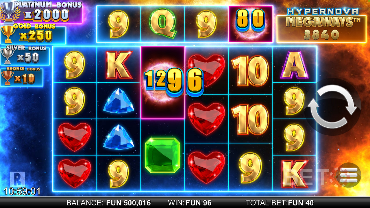 Heaps of ways to win big with 117,649 different combos in this ripper pokie