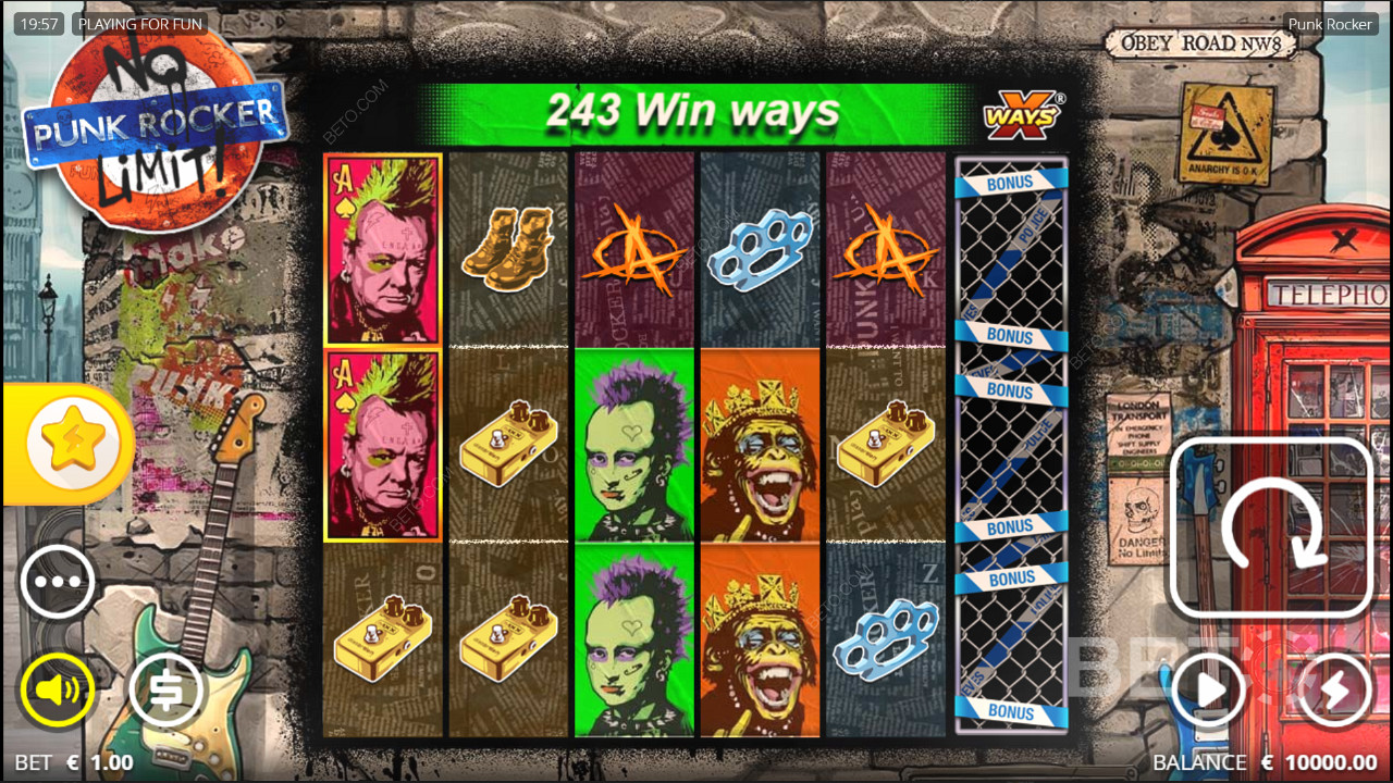 Top prize of 15,000x your bet awaits in this rockin