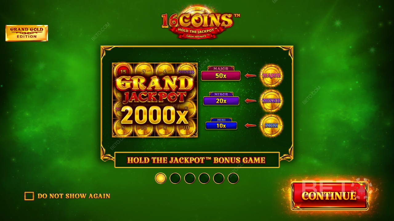Win 2,000x Your bet in the 16 Coins Grand Gold Edition Pokie Online!