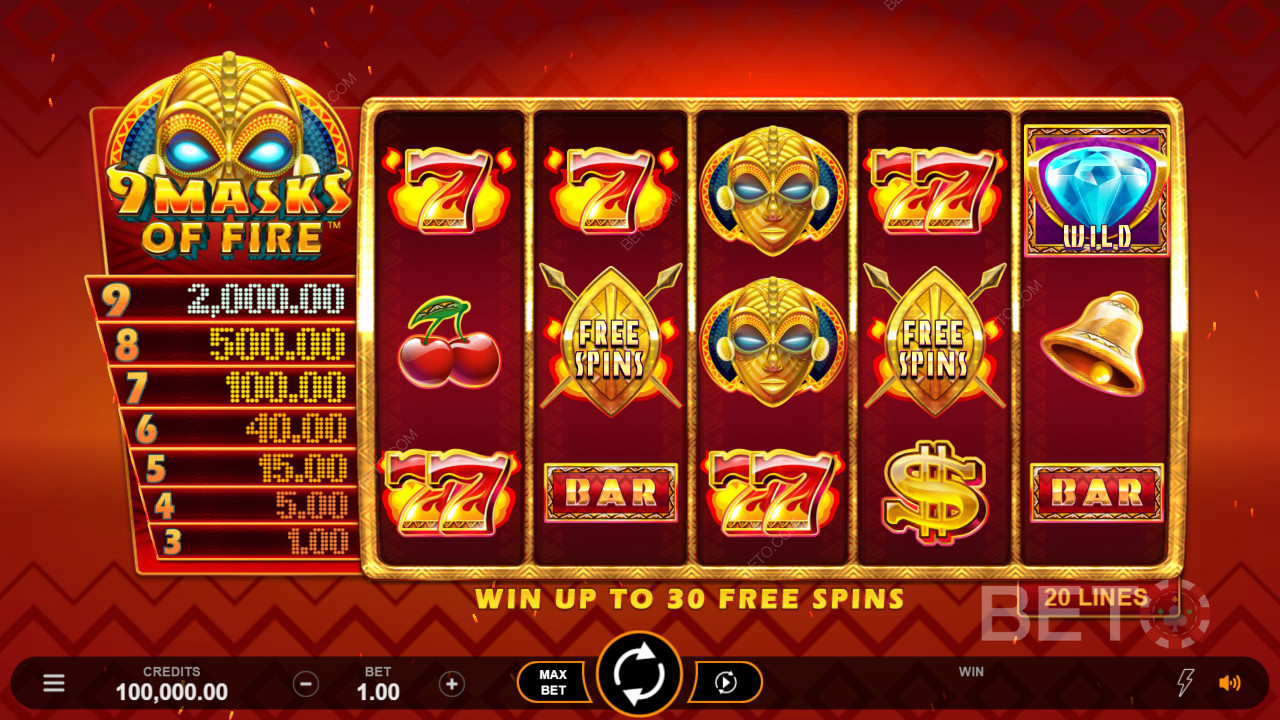 The Tiki Scatters trigger up to 30 free spins plus 2x and 3x multipliers