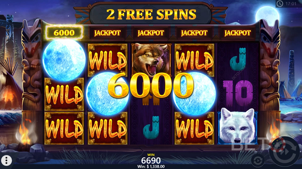 Full moon symbols dish out top prizes in Wolf Riches online pokie