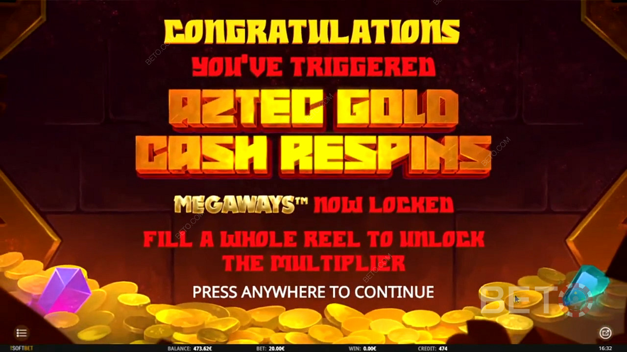 Aztec Gold Coin Respins in Aztec Gold Megaways