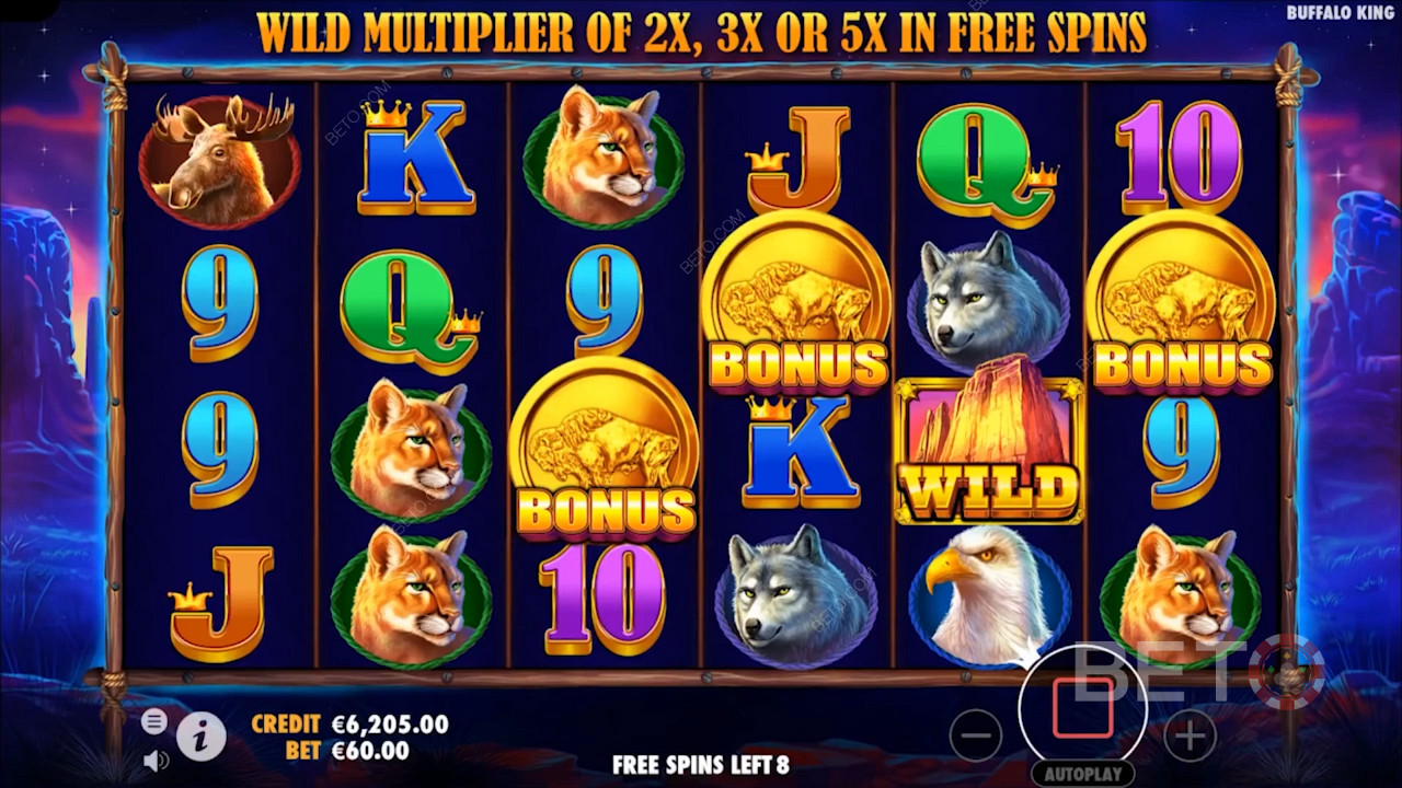 Critters are top paying symbol in Buffalo King pokie