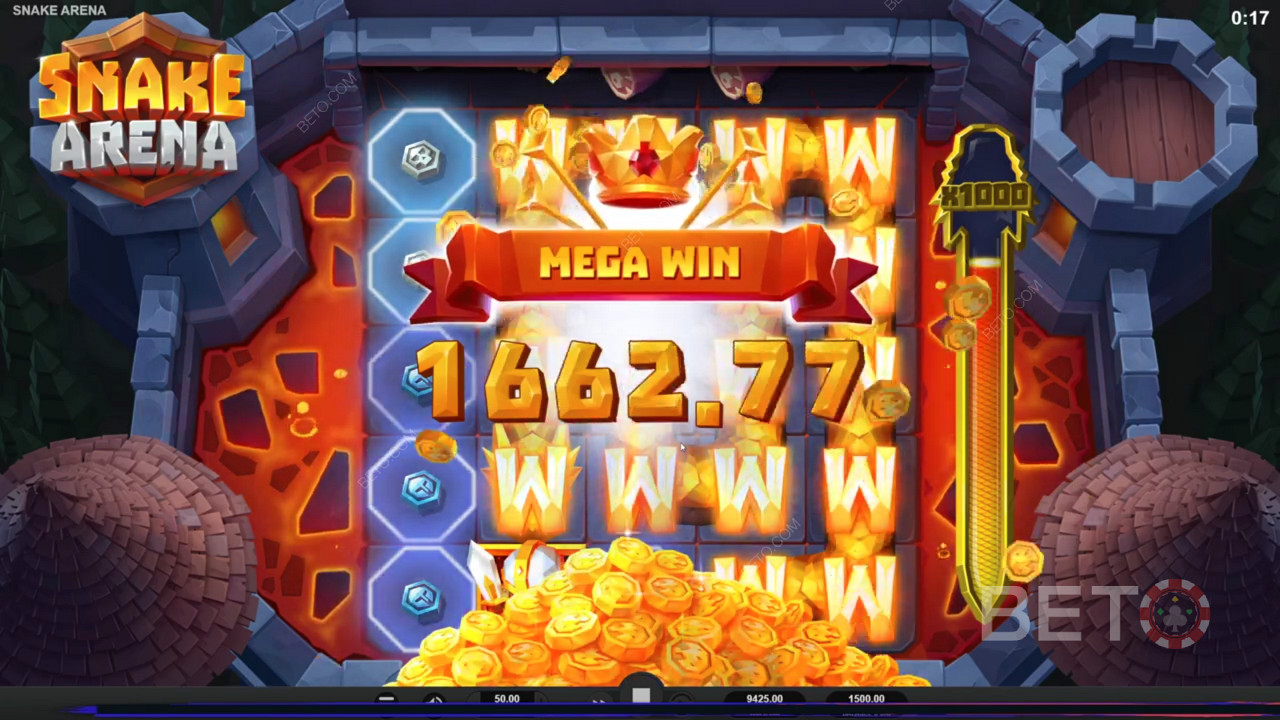 Snag a massive 2758x your wager in Snake Arena pokies