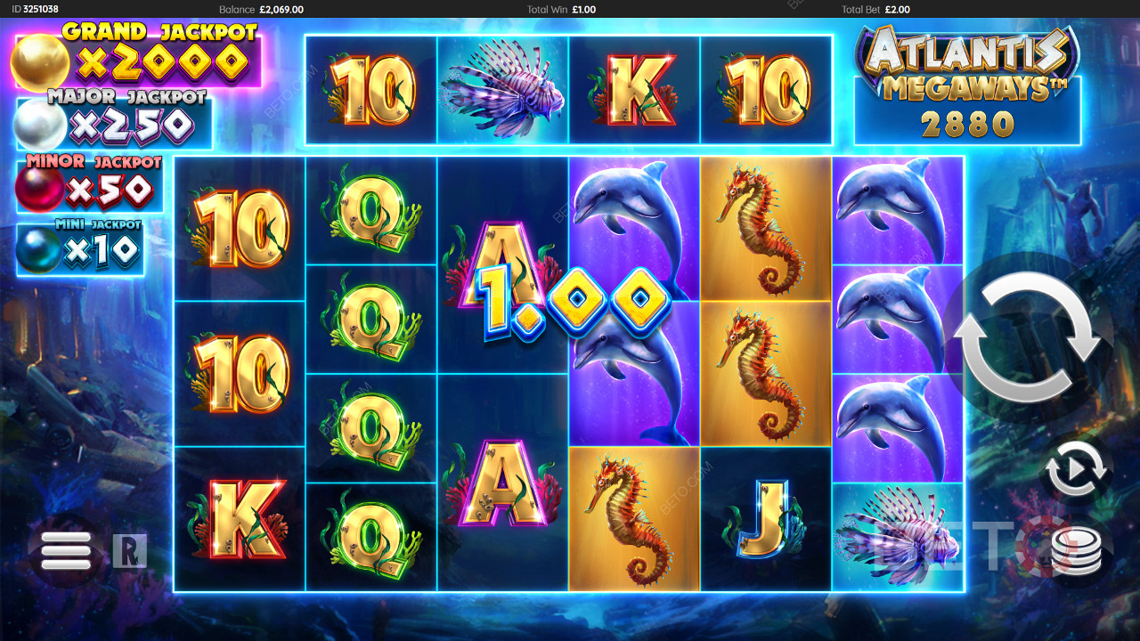 Experience fluid gameplay in Atlantis Megaways online pokie