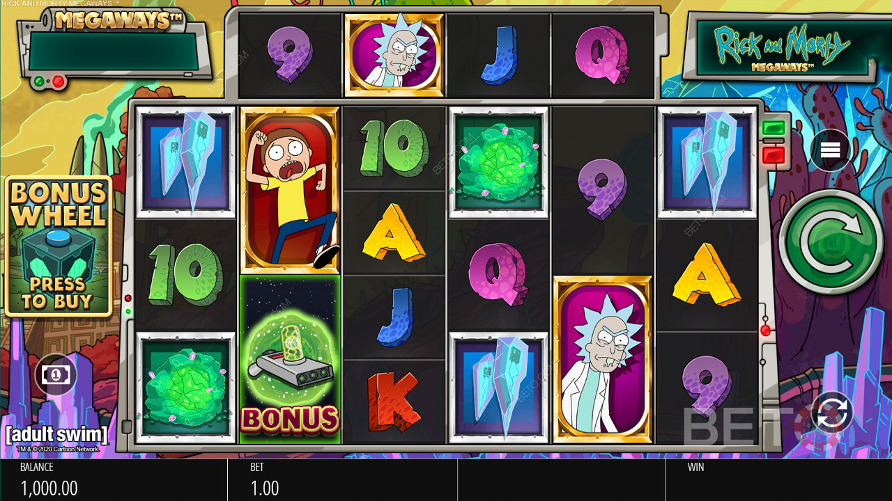 Dive into the clever design of Rick and Morty Megaways online pokie