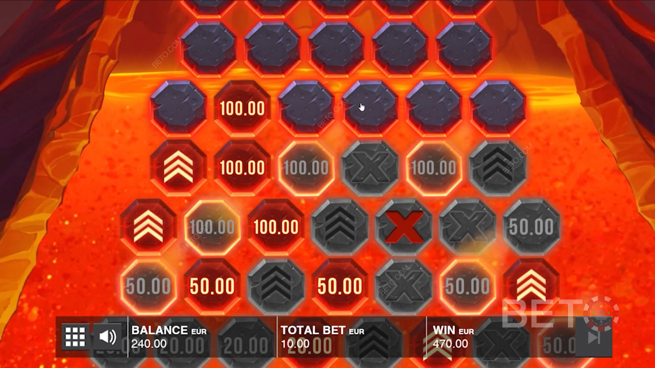 Lava Bonus feature in Mount Magmas pokie machine