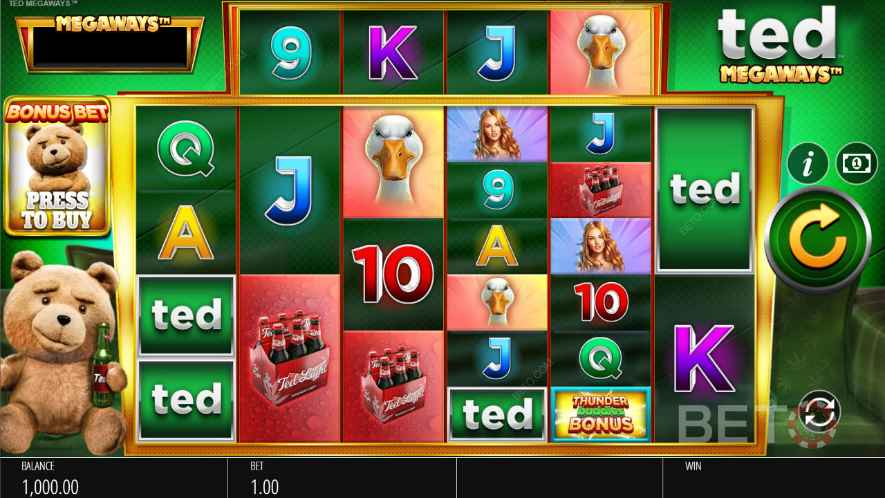 Experience thrilling features in Ted Megaways pokie machine