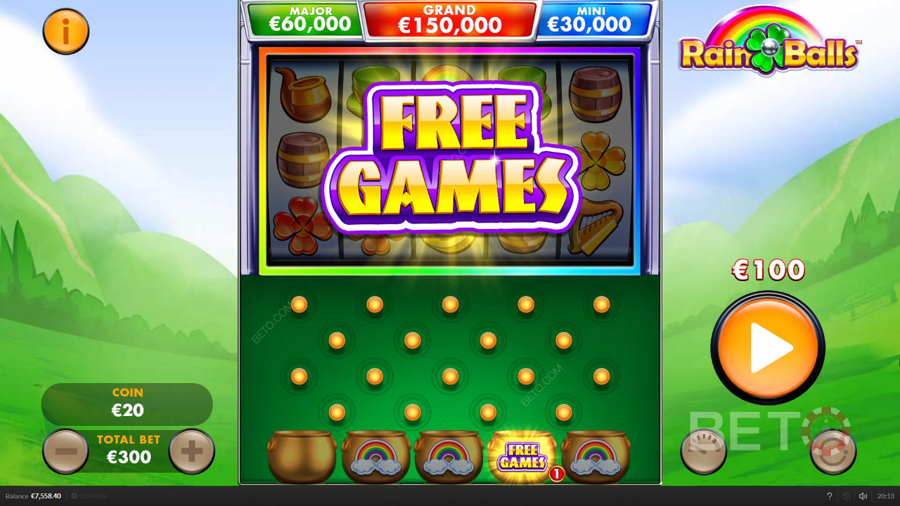 Sweet free spins of Rain Balls with active bonus features