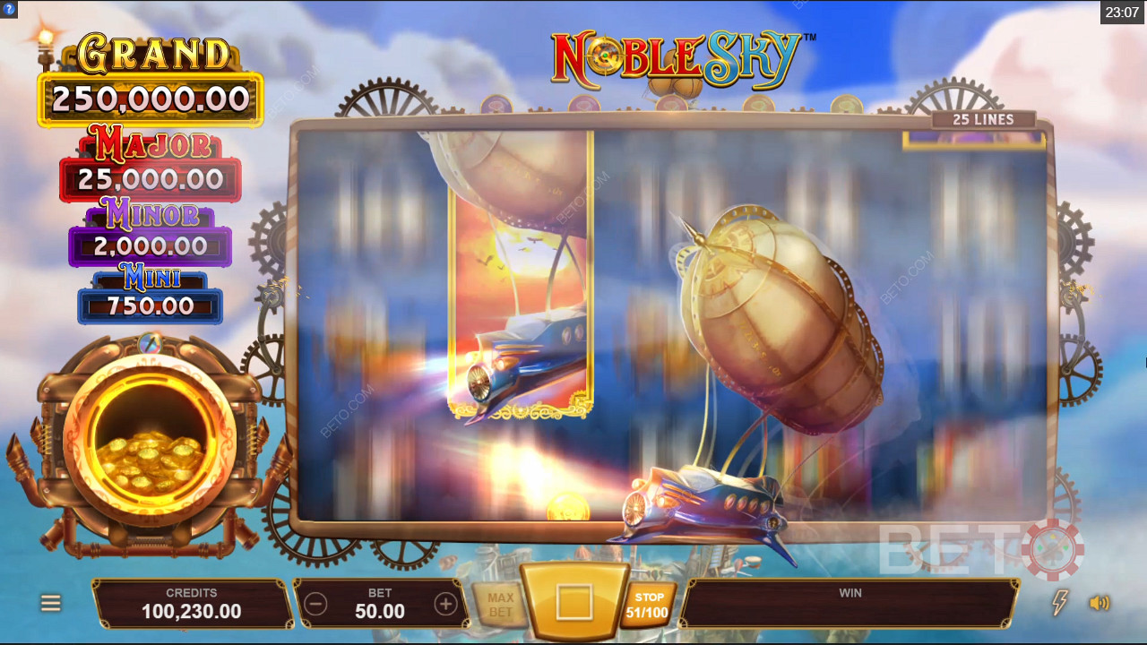 Soar with Walking Wild Respins in Noble Sky online pokie