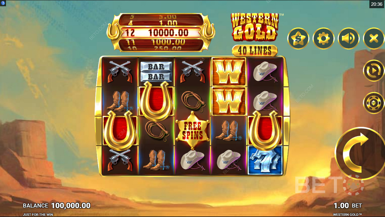 Western Gold cowboy-themed pokie by Just For The Win