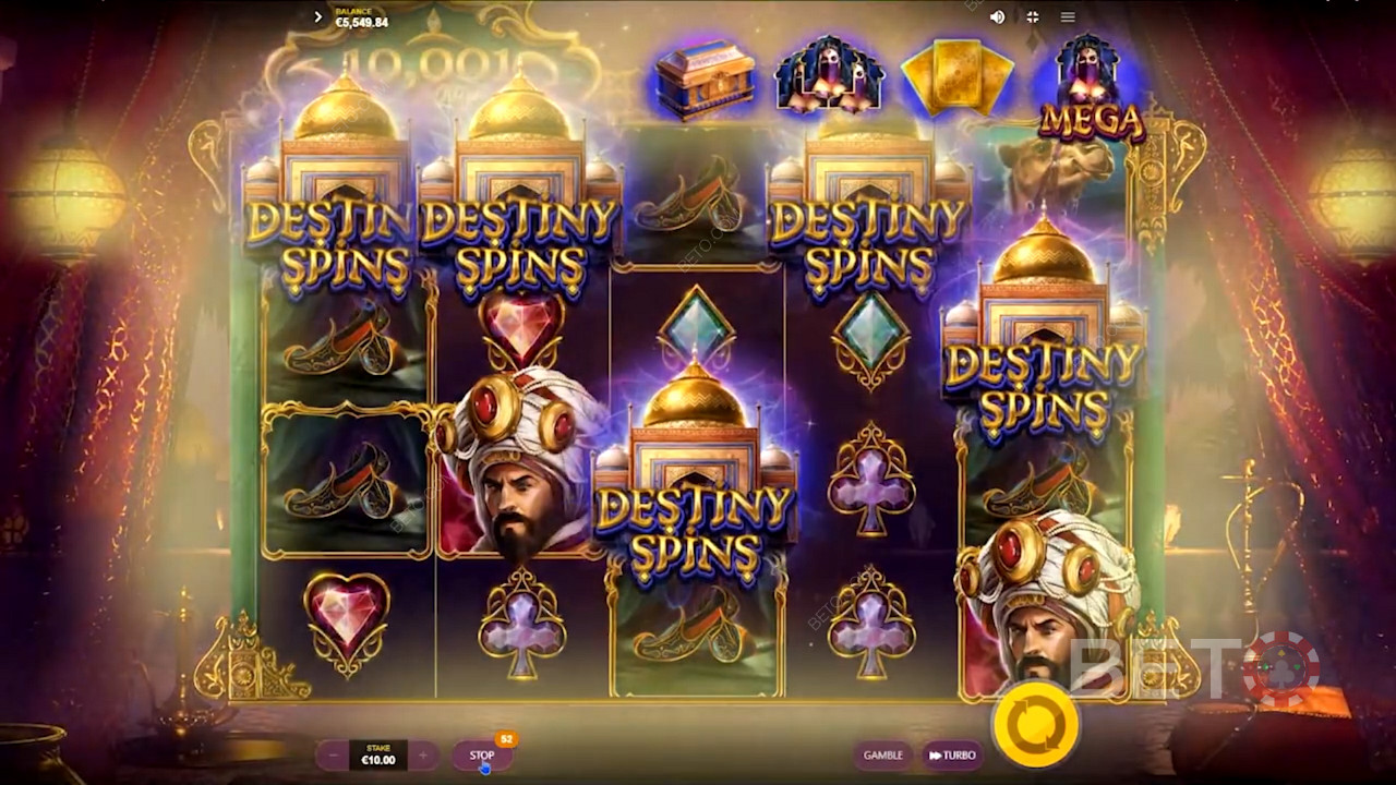 Trigger Destiny Spins with three or more Scatter symbols