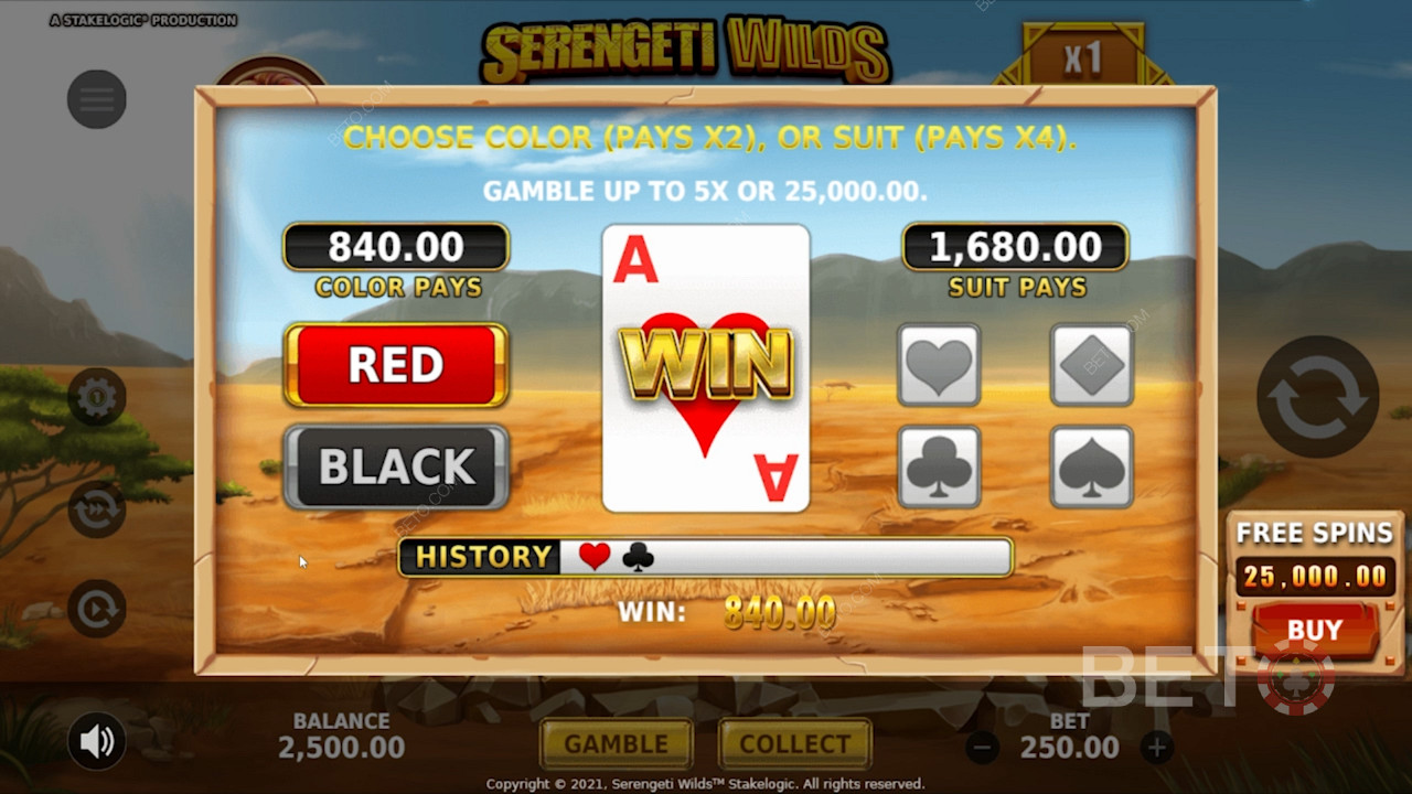 Double down on wins for bigger payouts