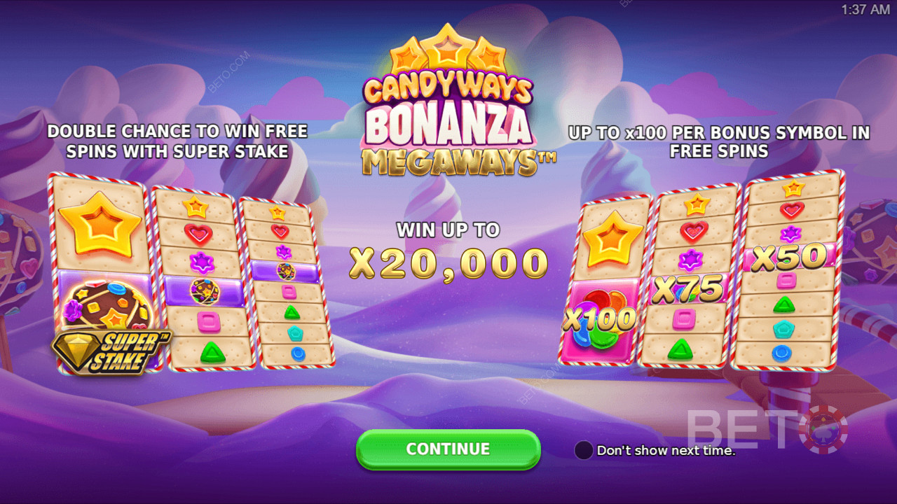Score free spins with bonus symbol multipliers, Super Stake, and a max win of 20,000x