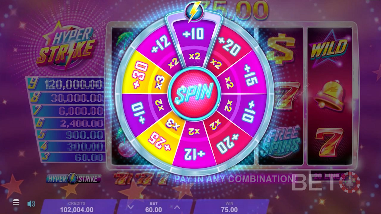 Scoring free spins in Hyper Strike