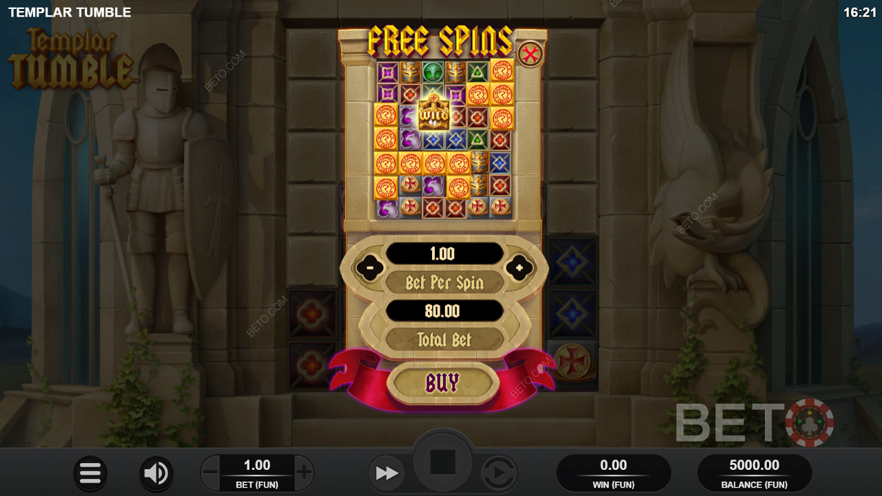 Scoring Free Spins in Templar Tumble