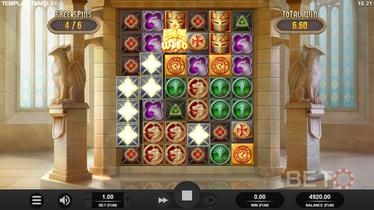 Gleaming icons in Templar Tumble pokie