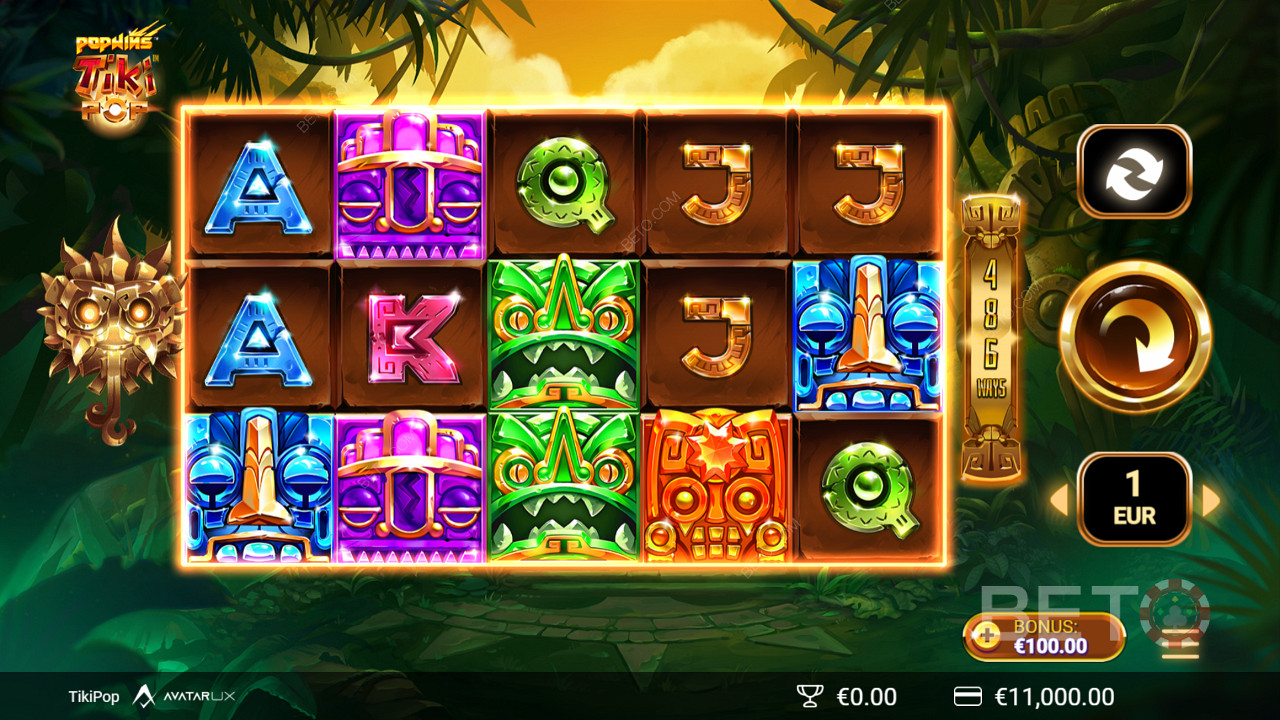 Dive into a vibrant Polynesian theme in TikiPop pokie