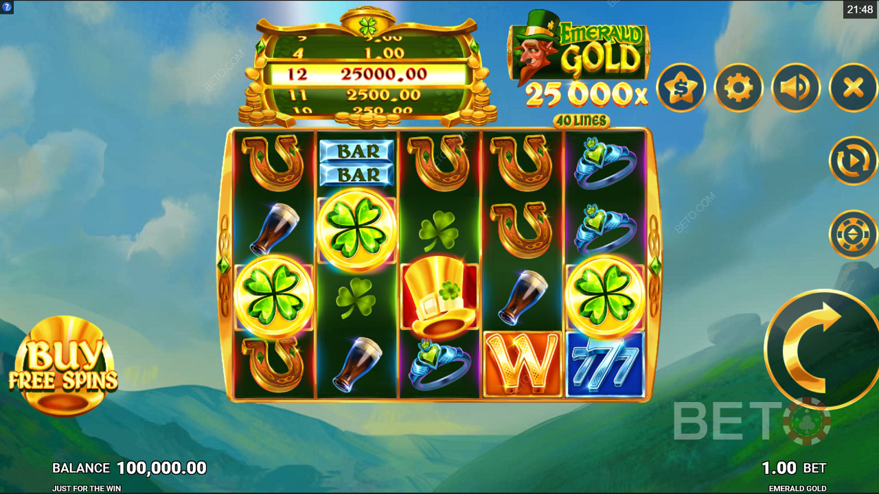 Nab Free Spins in Emerald Gold online pokie by Just For The Win