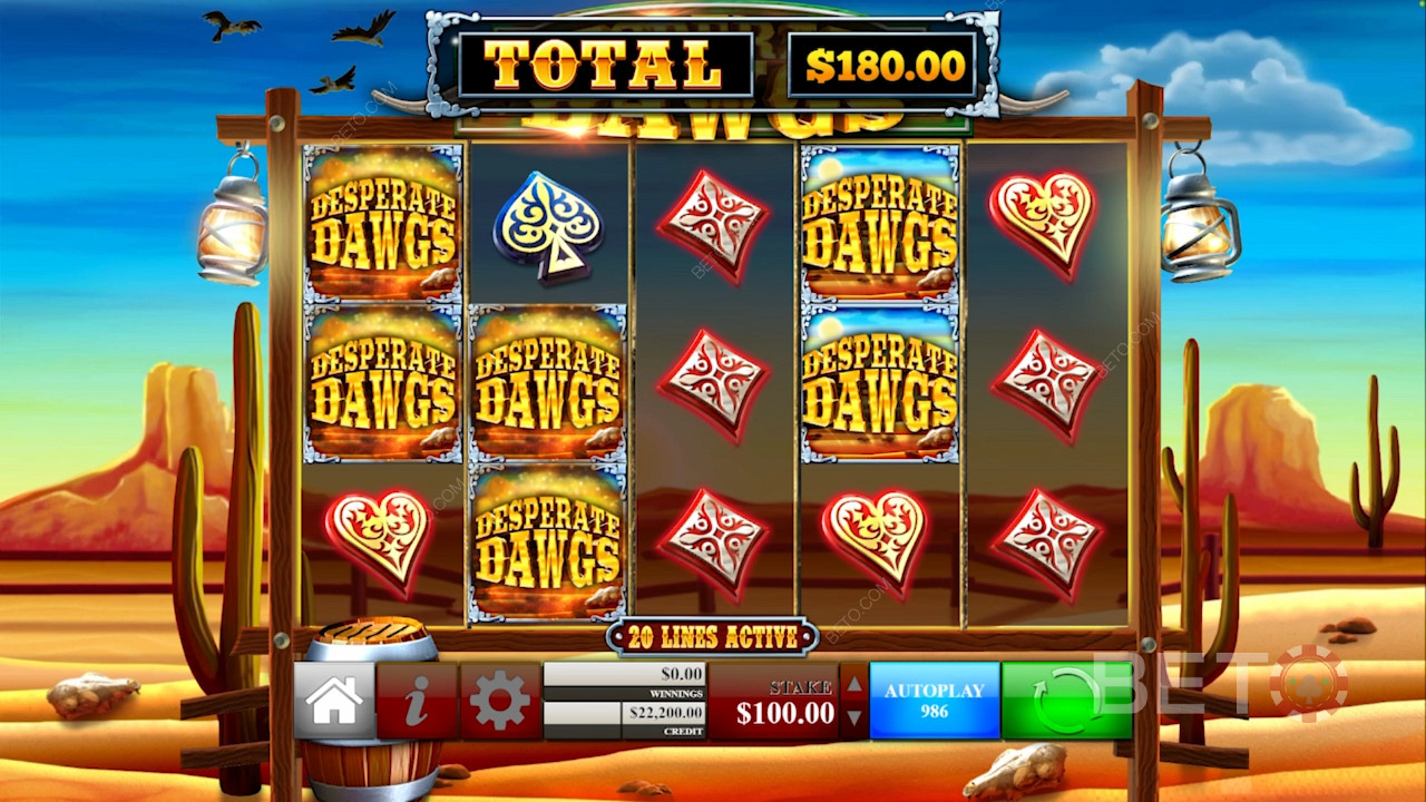 Experience the Wild West with solid visuals and Desperate Dawgs Free Spins