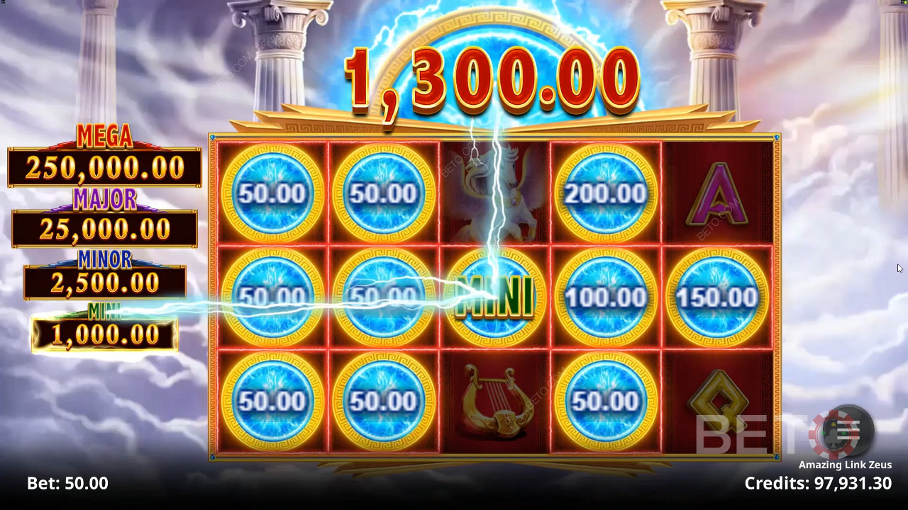 Special paying symbols in Amazing Link Zeus pokie machine