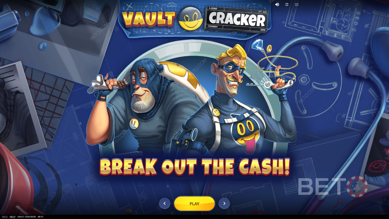 The cheeky intro screen of Vault Cracker