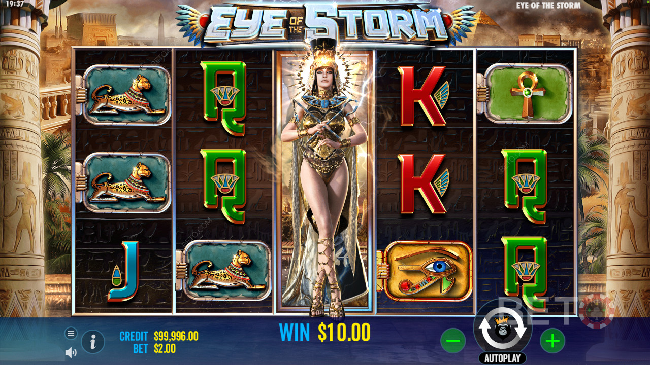 Eye of the Storm - Encounter Atua and vibrant huhu across the 5 reels and 10 lines