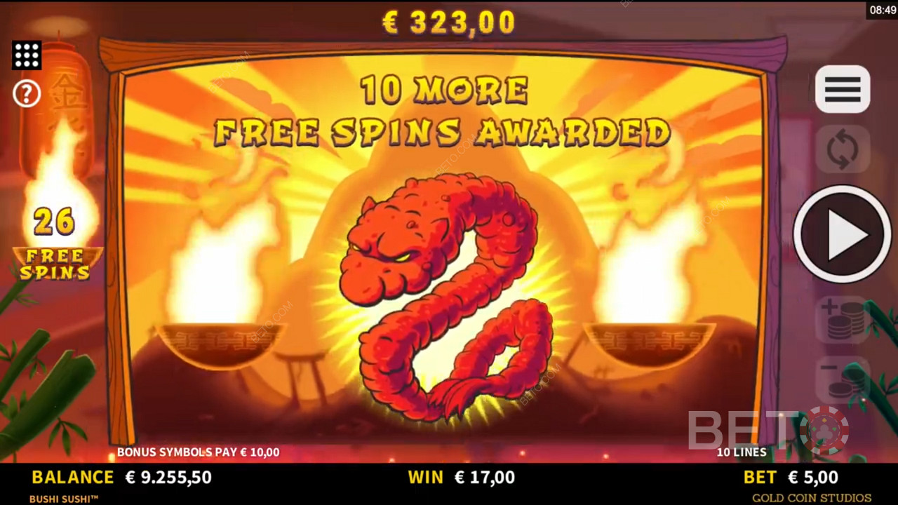 Scoring extra Free Spins in Bushi Sushi