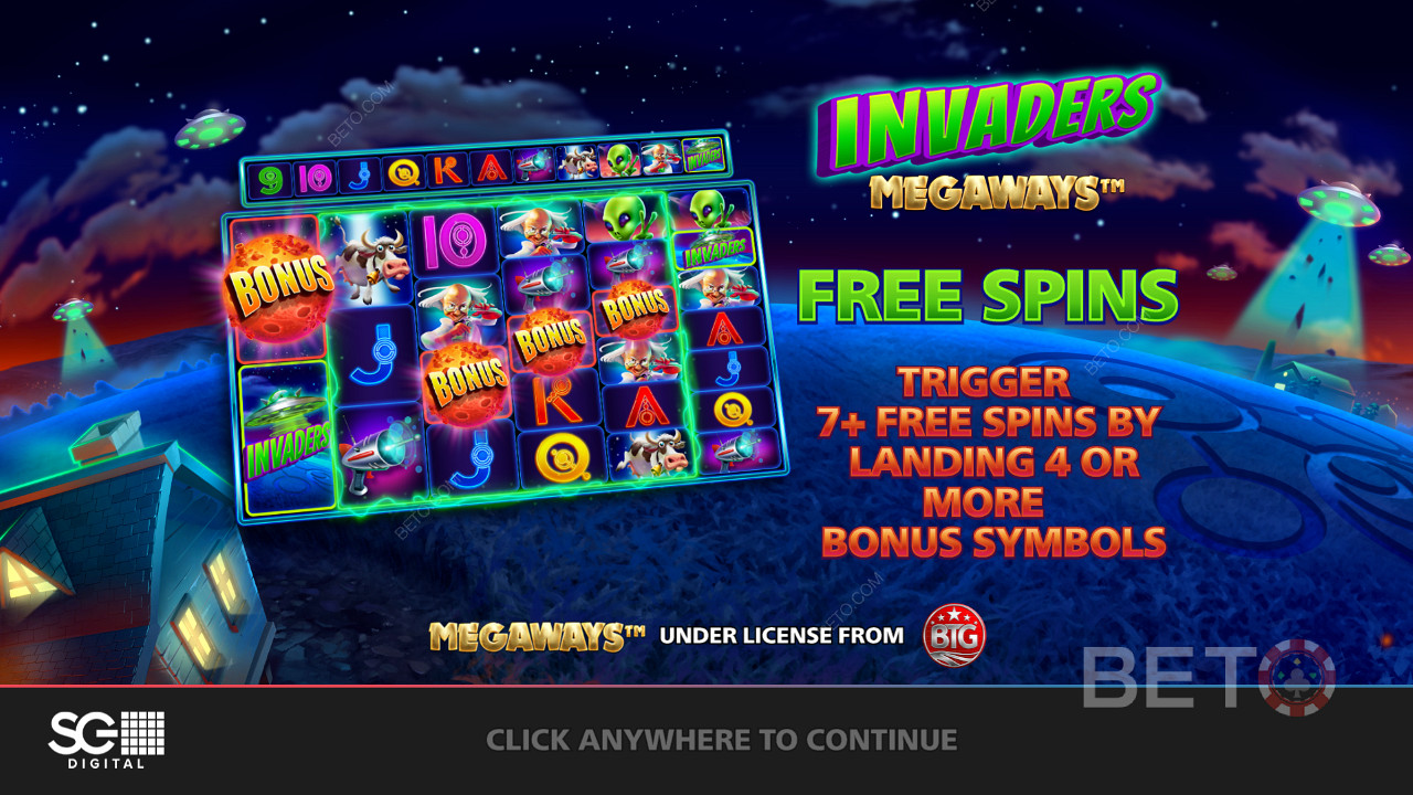 Score free spins with modifiers, cascading reels, and more in Invaders Megaways pokie