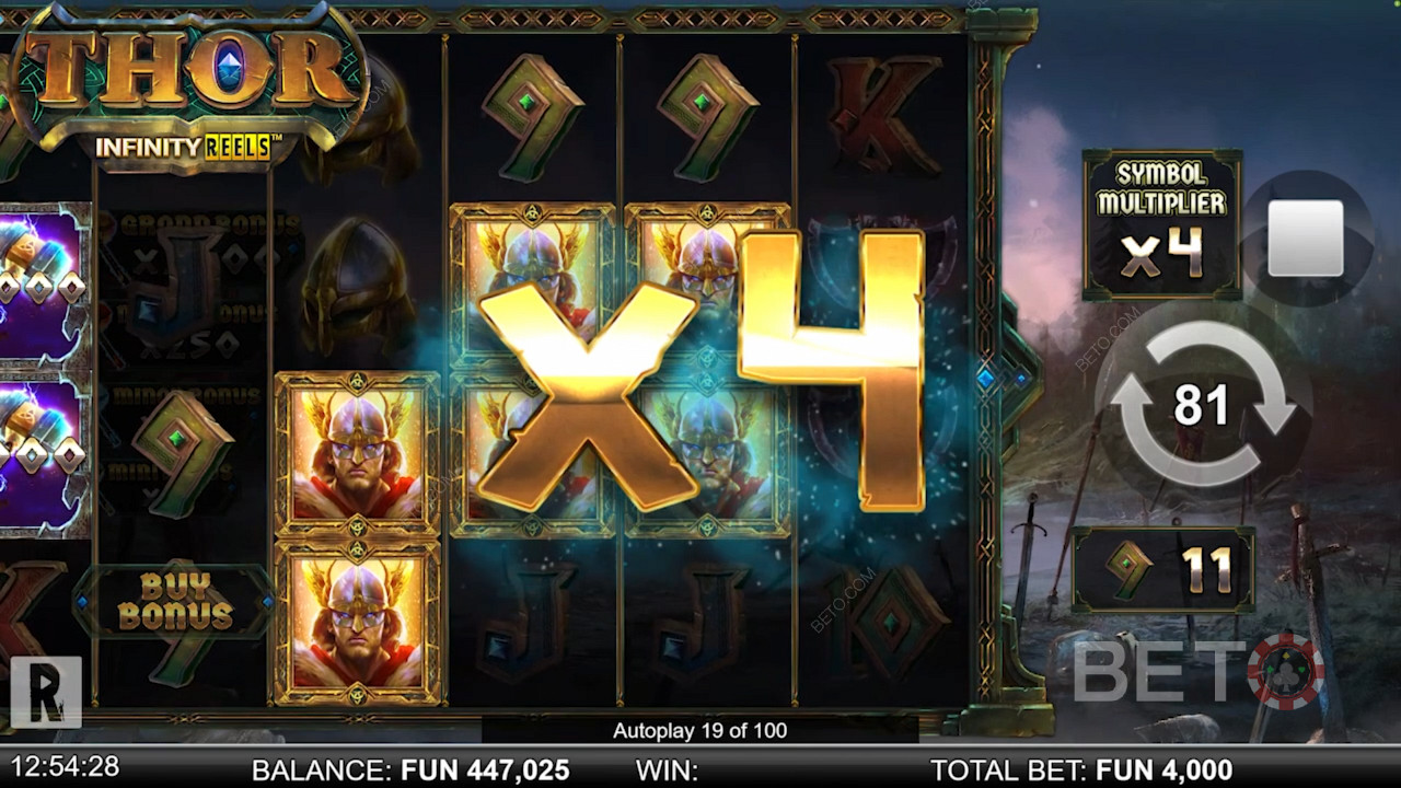 Rack up bigger multipliers as extra reels join in