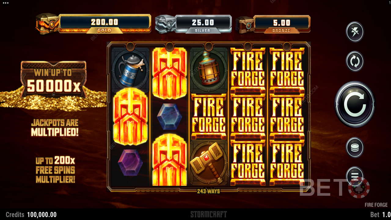 Moody graphics and motif in Fire Forge