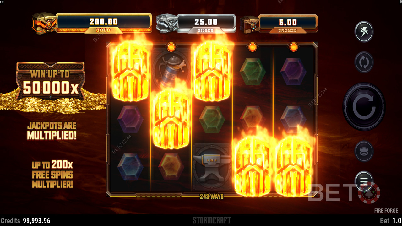 Blazing gold icons in Fire Forge