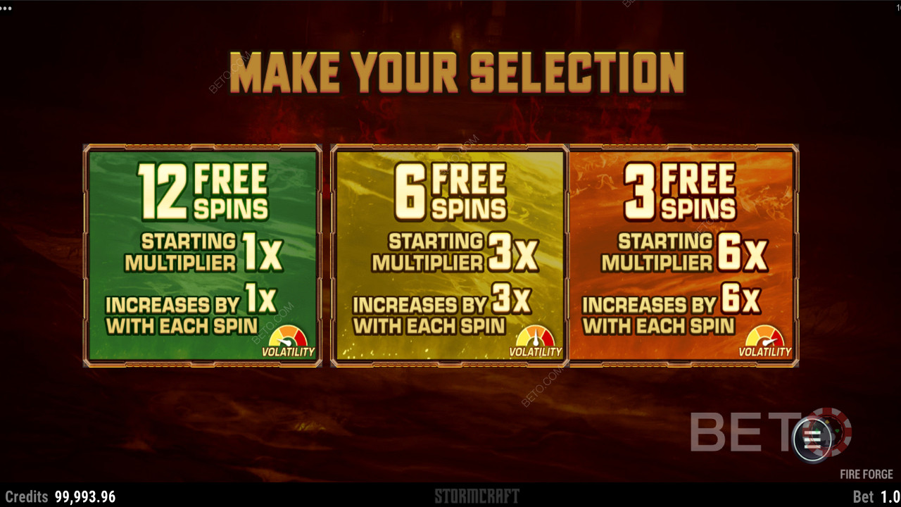 Unique Free Spins choices in Fire Forge