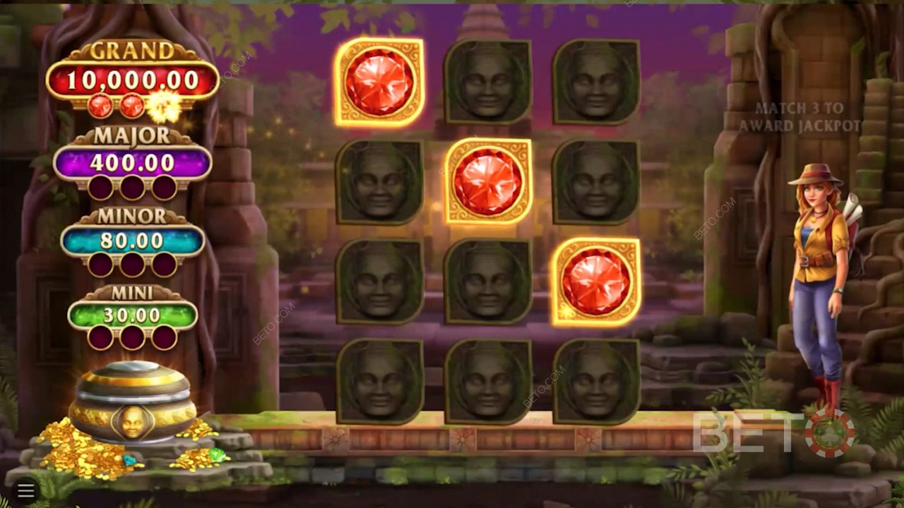 Uncover 3 crimson gems for the top prize: 5,000x your wager