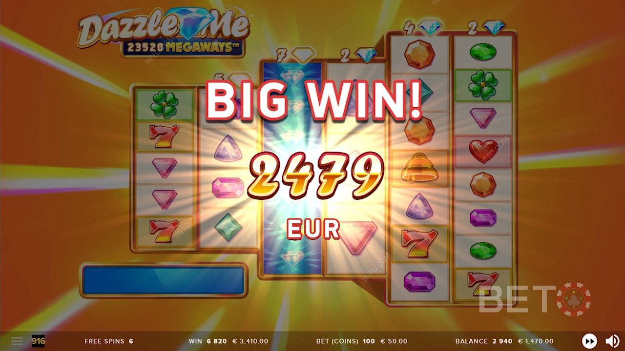 Scoring a massive win in Dazzle Me Megaways