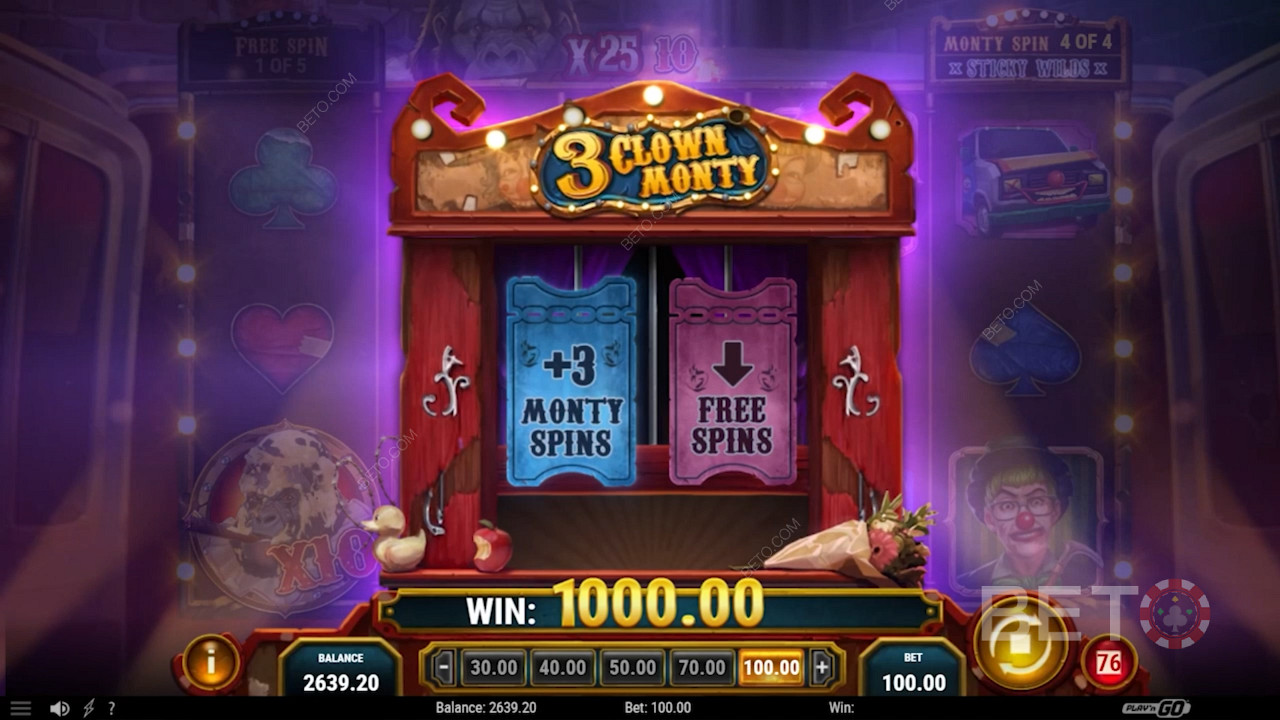 Spin again for free or nab 3 extra Monty Spins after the round ends
