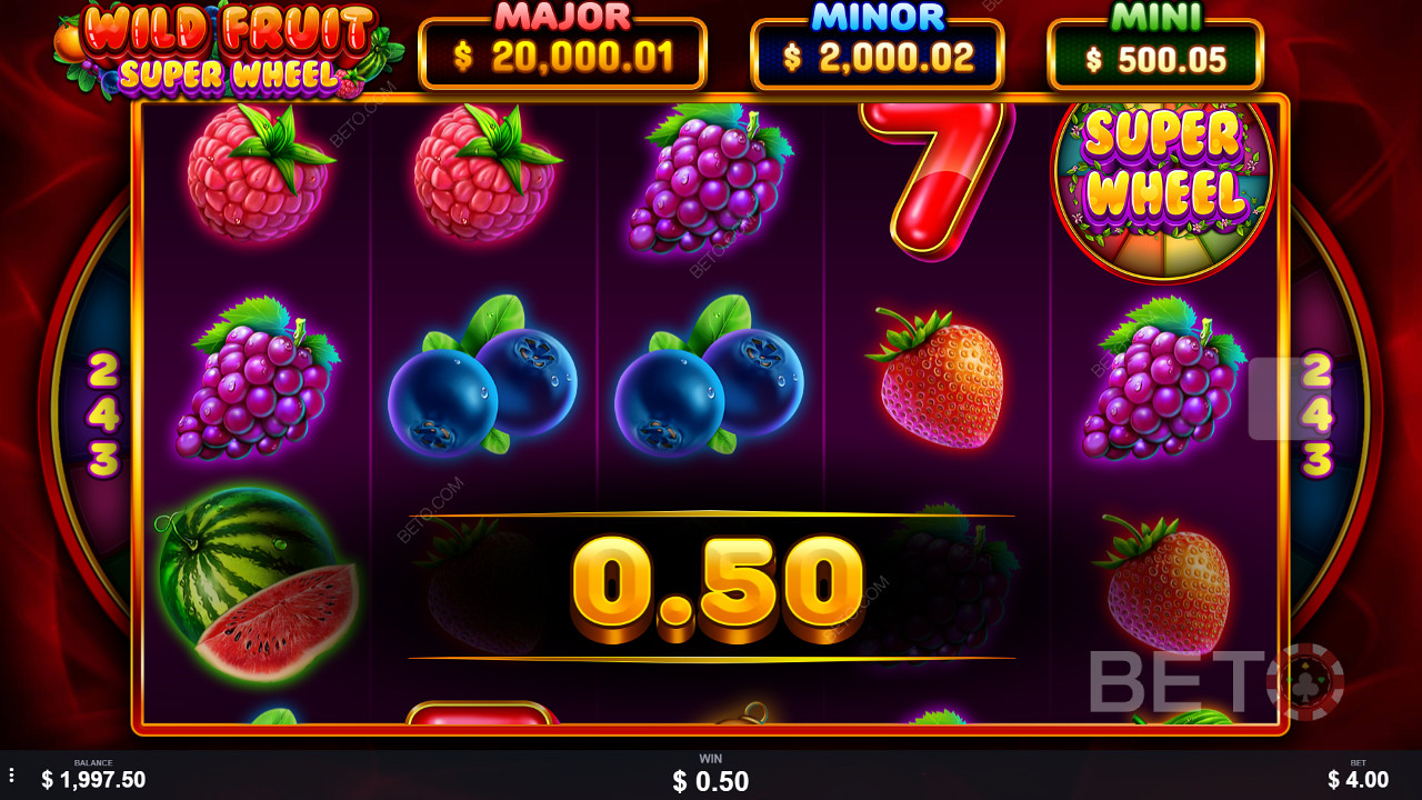 Three Super Bonus prizes: Mini, Minor, and Major