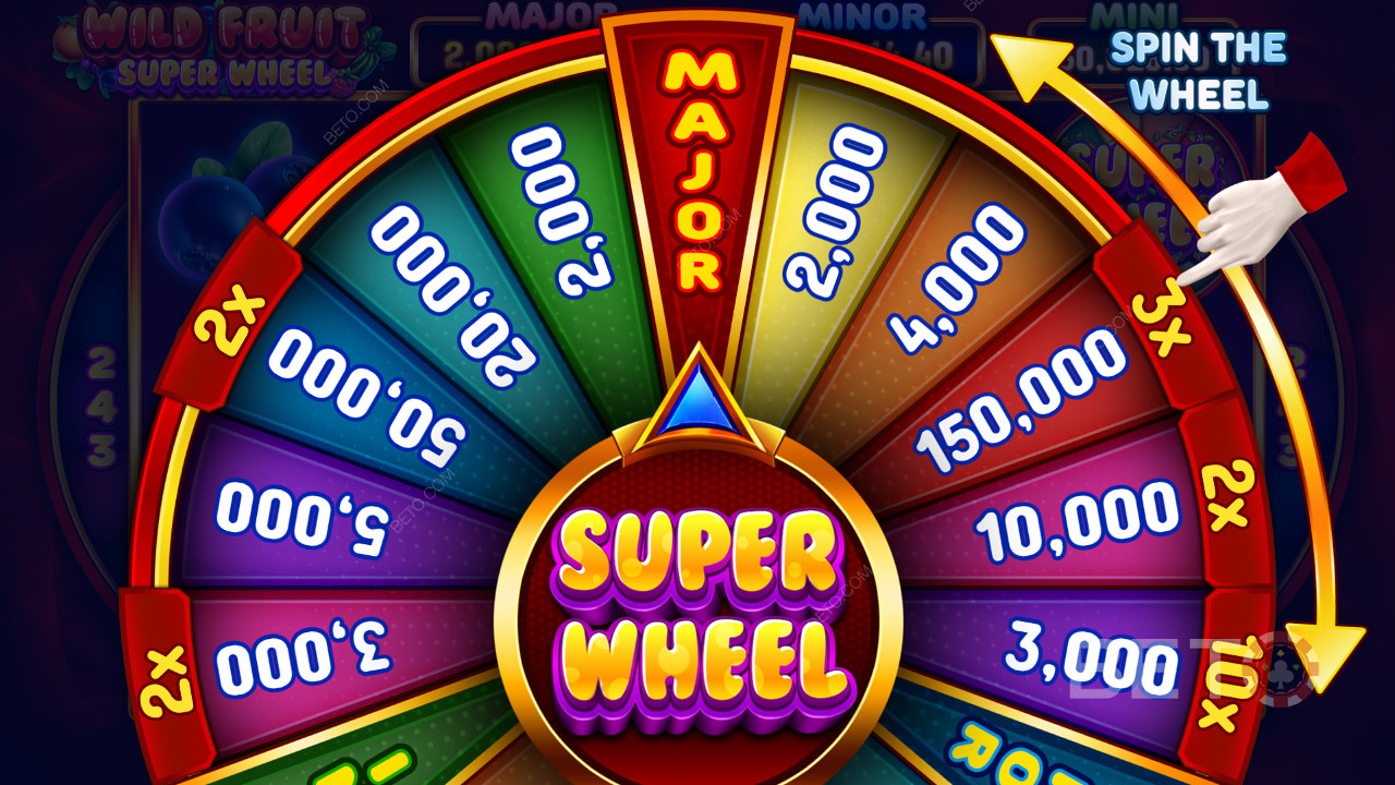 Give the super wheel a spin for a shot at 3 bonuses