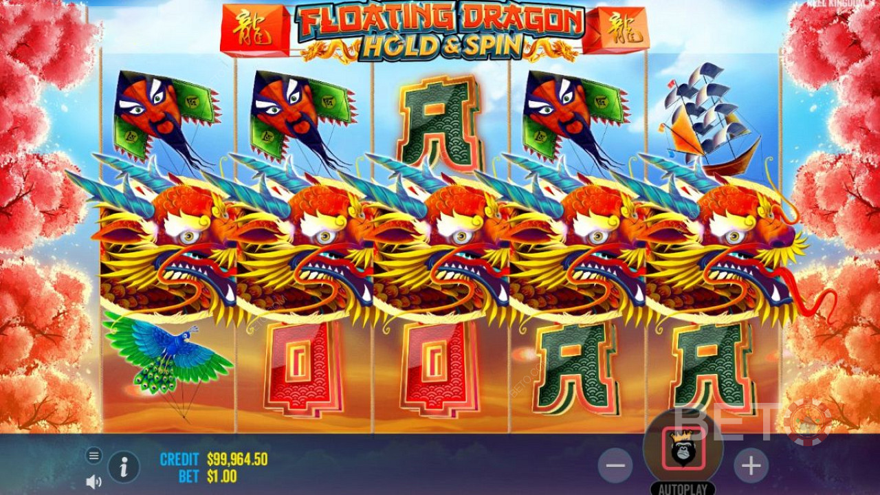 Floating Dragon is a pokie from Reel Kingdom with 5 reels, 3 rows and 10 paylines