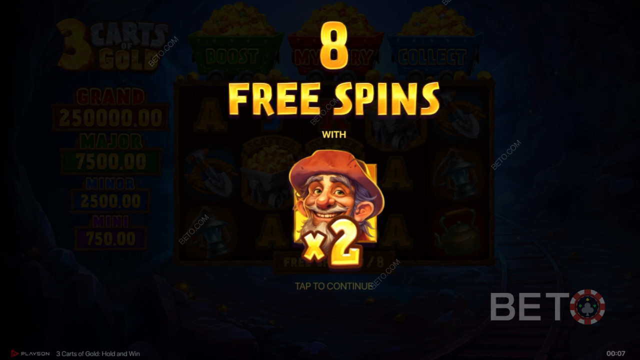 Score 5,000x Your Wager in 3 Carts of Gold: Hold and Win Pokie!