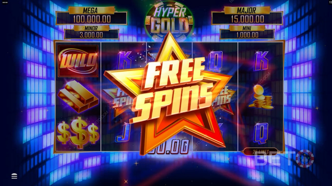Score free spins to win massive prizes in Hyper Gold pokie