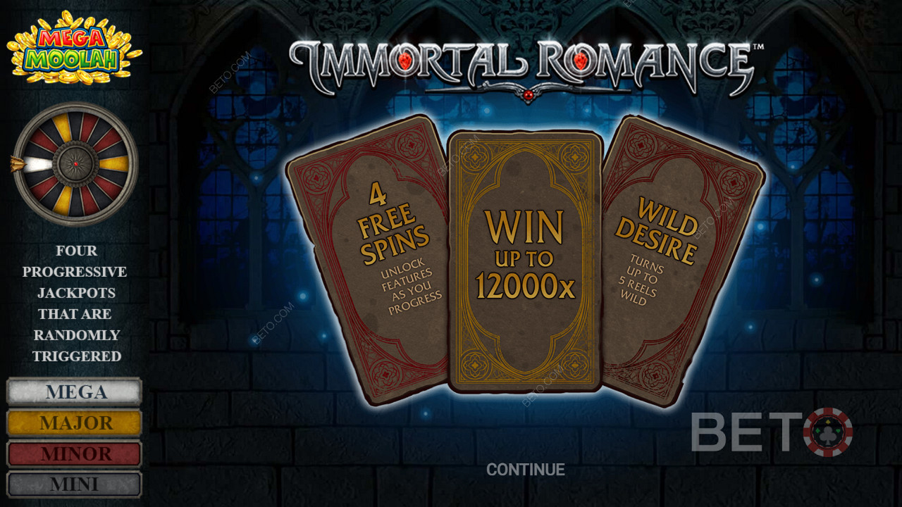 Discover epic wins and thrills in Immortal Romance Mega Moolah pokie