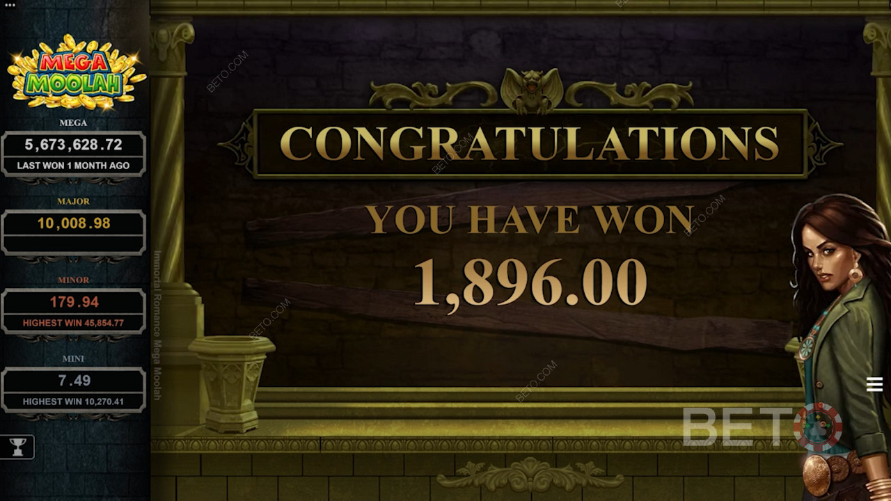 Massive win in Immortal Romance Mega Moolah pokie