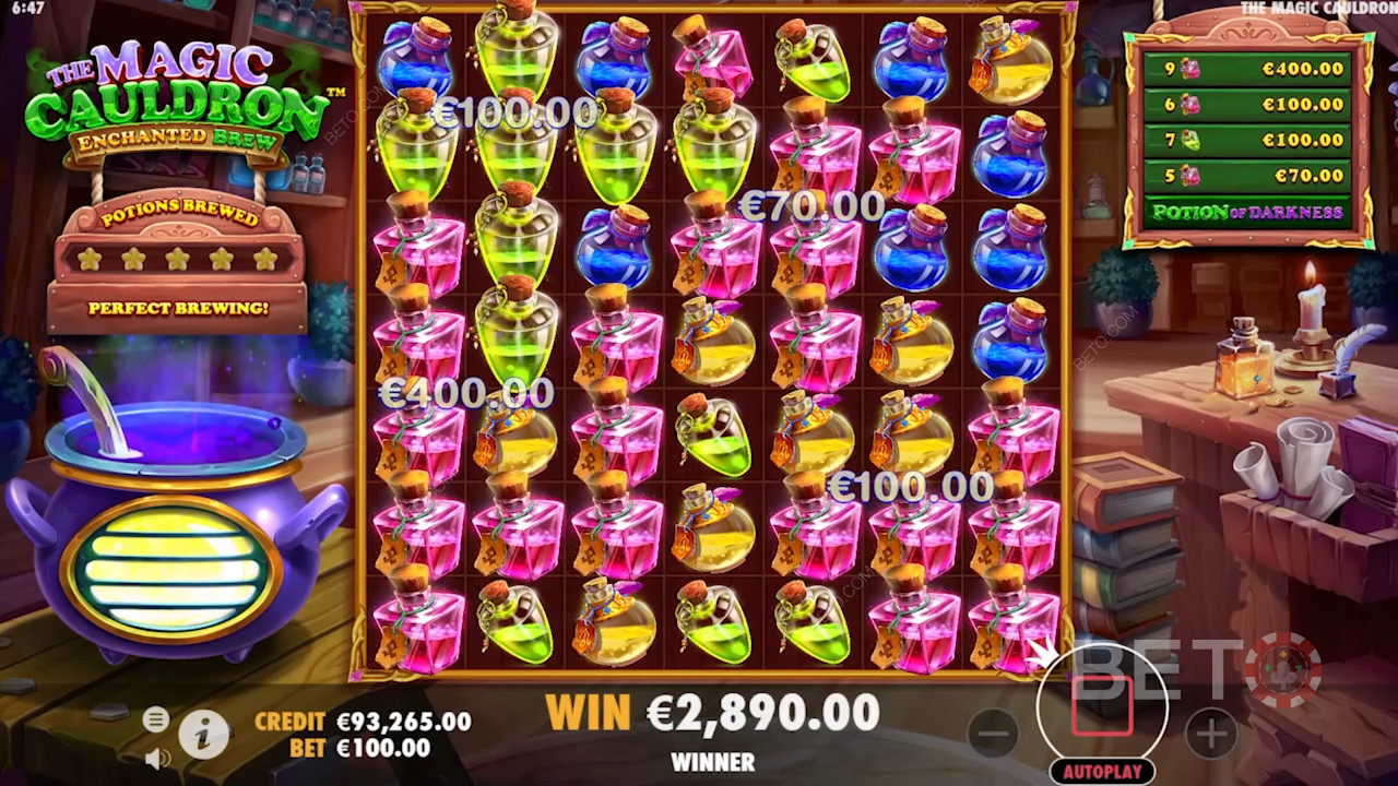Scoring heaps of clusters in The Magic Cauldron: Enchanted Brew