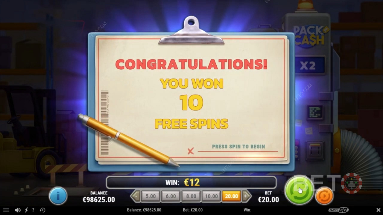 Lucrative Free Spins in Pack & Cash