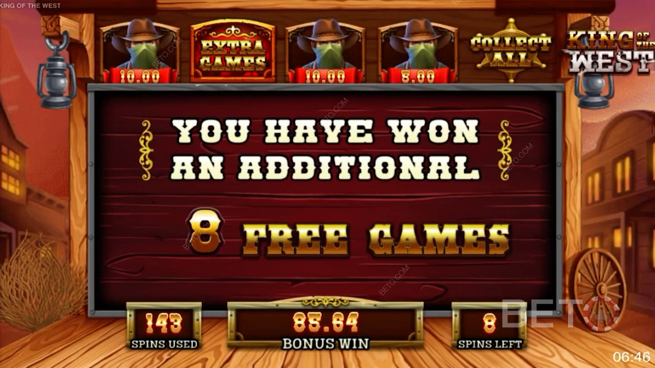 Scoring free spins in King of The West