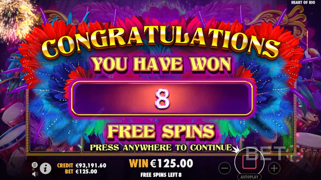 Scoring free spins in Heart of Rio