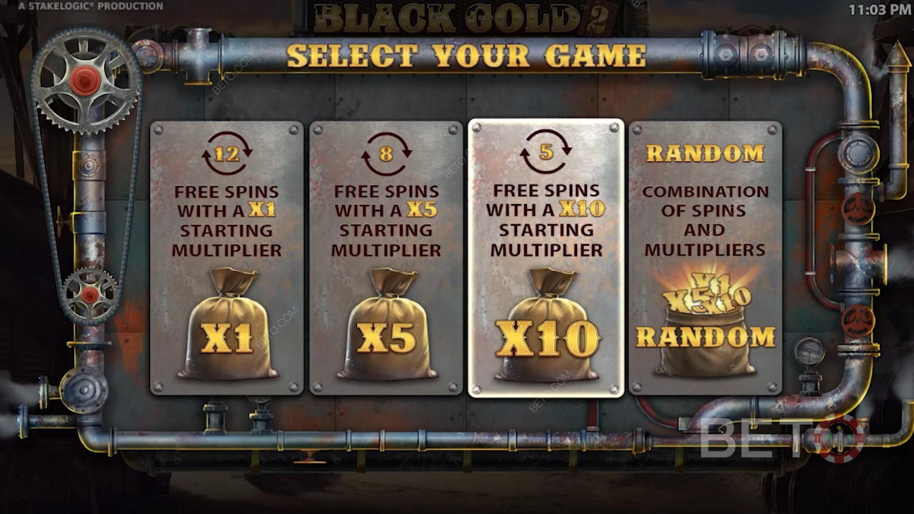When you trigger the Free Spins bonus, you can pick one of four special boosts