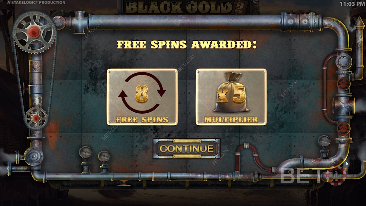 Choice two; score 8 Free Spins and a x5 Multiplier in the Free Spins round